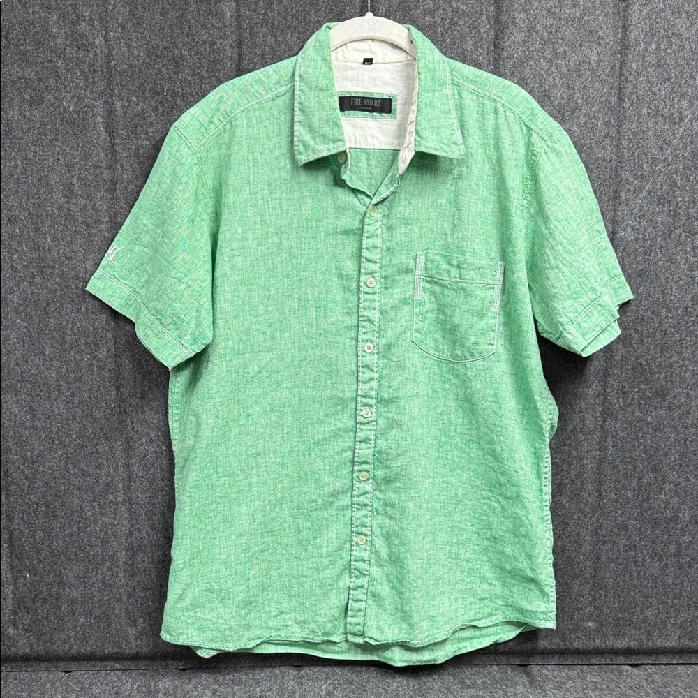Fire and Ice Men's Casual Green Button-Down Shirt